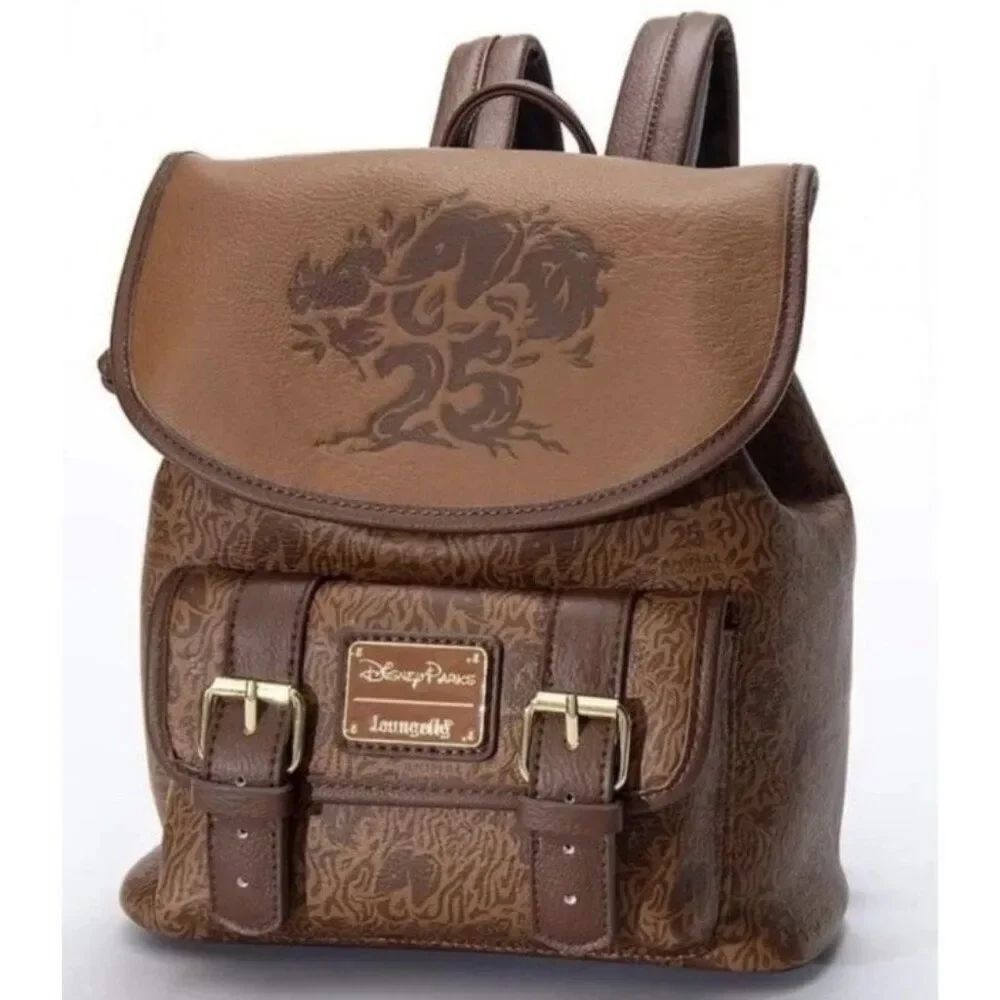 Disney Parks Animal Kingdom 25th Anniversary Loungefly Brown Backpack